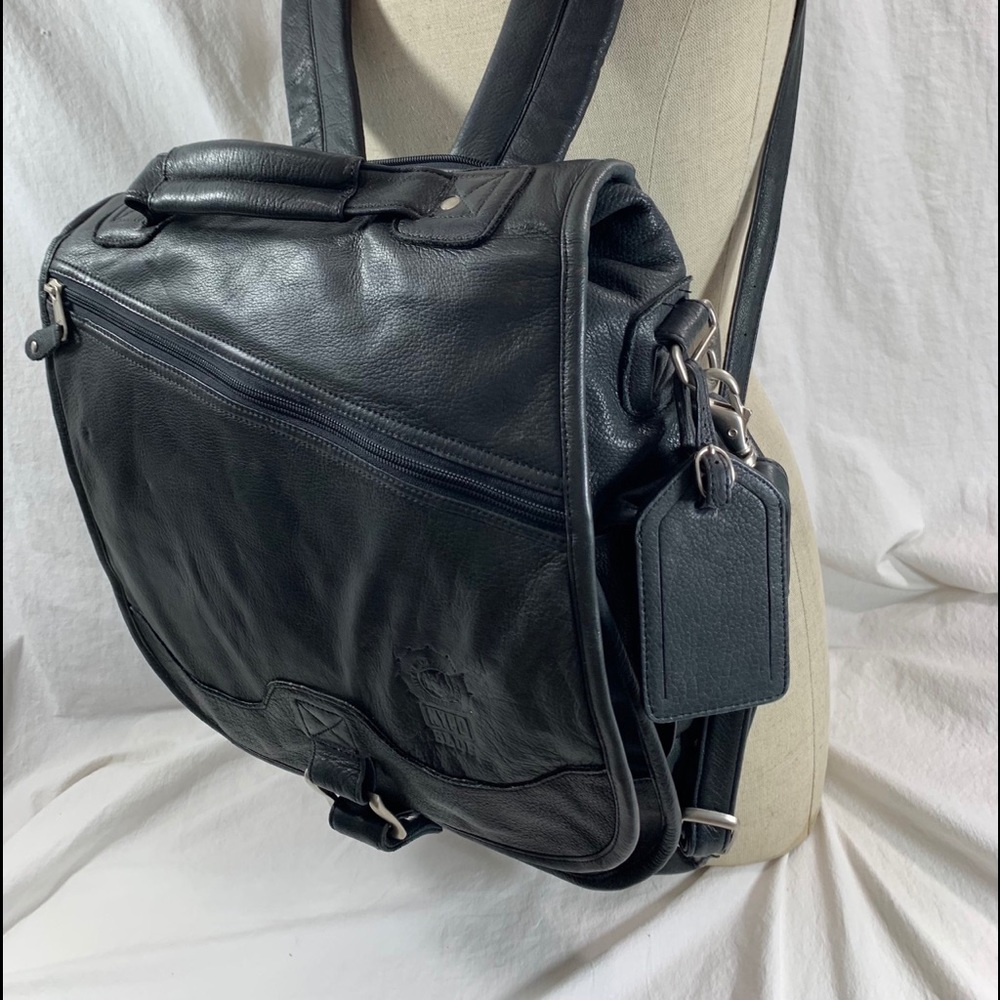 CANYON OUTBACK  black leather backpack rucksack